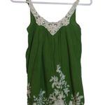 Angie  Green Floral Embroidered Babydoll Tank Top Natural Size Small Photo 0