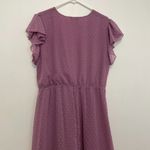 FASHION Midi Tiered Swiss Dot Dress Lilac Lavender Purple Faux Wrap Work NO BELT Size XL Photo 12