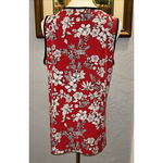 Liz Claiborne Career Med Liquid Jersey Top Red Floral Stretch Beach Resort Vacay Photo 4