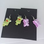Handmade  Frog and Dinosaur Earrings Photo 2
