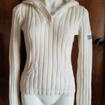 DKNY jeans white ribbed henley hoodie Photo 0