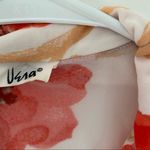 Vintage Vera Neumann 70s Disco Butterfly Collar Floral Button Down Blouse small White Photo 2