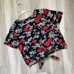 Madewell Floral Novel Tie Front Top Multi Daisy Deep Indigo Navy Blue (Small) Photo 1