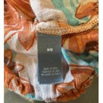 Aerie Crop Top Size Medium Floral Orange & Pink 100% Cotton On or Off Shoulder Photo 4