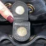 Michael Kors Womens Leather Ring Handle Hobo Handbag Black Photo 5