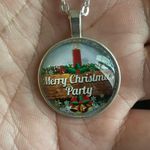 Silver chain Merry Christmas party necklace Photo 6