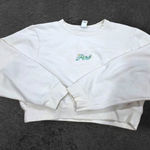 PINK - Victoria's Secret  XL Cream Floral Cropped Sweatshirt Photo 0