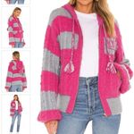 Love Shack Fancy  Pink and Gray Cardigan Sweater Photo 3