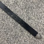 Vintage Western Black Leather Edgy Floral Buckle Silver Hardware Skinny Belt Photo 4