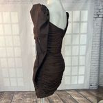 ZARA  Brown Long Sleeve Puff Sleeve ruched Body con Dress Size S Photo 7