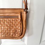 Vilenca Holland Tan Brown Woven Leather Slim Front Zip Pocket Crossbody Bag Photo 3