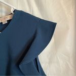 Loft Ann Taylor Blue Teal Shift Dress Women’s Sz 12 Office Casual Cap Sleeves Photo 3