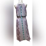 Cato  halter dress. Lavender and teal. Medium Photo 3