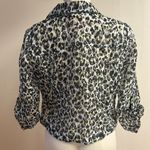 Ruby Rd . Black and yellow leopard cheetah print collared button up blouse Photo 2
