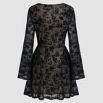 Cider  Mesh Square Neck Floral Ruffle Mini Dress Photo 5