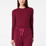 FIGS  Ribbed Longsleeve Underscrub in Deep Cranberry, Size X-Small Photo 0