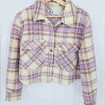 ZARA Plaid Cropped Shirt Jacket Size Small Photo 0