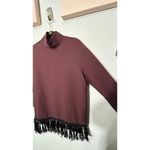 ZARA  Burgundy High Mock Neck Top Ornate Tassel Black Fringe Detail Medium Gothic Photo 10
