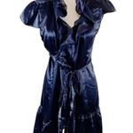 Lucy Paris  Satin Ruffled Wrap Dress in Black Size Medium NWT Photo 1