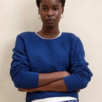 Banana Republic Factory Long Sleeve Quilted Crew Neck Sweatshirt Frigid Night SM Photo 0