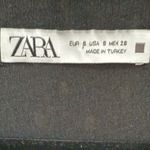 ZARA Long Sleeve Babydoll Mini Dress Black and White Polka Dot Chiffon Small Photo 5