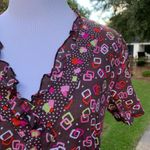 Landau Brown Ruffle Scrub Top Small S Photo 1