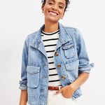 Loft Denim Utility Jacket in Light Indigo Wash Size Small Photo 0