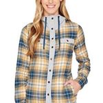 Marmot  Reagan Plaid Hooded Flannel Women’s Size XS in Yellow, Blue, White & Gray Photo 0