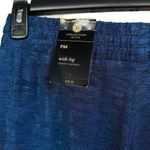 JM Collection Petite Medium Wide Leg Pants Loungewear Elastic Waist Shiny Blue Photo 2