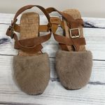 Kork-Ease KORKS Wendy Taupe Rust Fur Suede Combo Fabric Platform Sandals 9 Photo 1