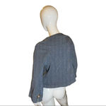 Anthropologie Tria Railroad Striped Big Button Crew Jean Crop Jacket Blu… Photo 3