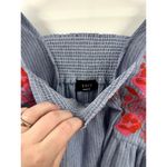 VICI Boho Blue White Stripe Floral Embroidered Mini Flowy Dress Medium Photo 2