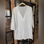 J.Crew J. Crea eyelet embroidered blouse tunic top 3/4 long sleeve ruffle dress coverup Photo 4
