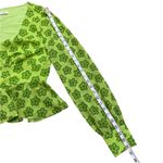 Urban Outfitters Green Floral long sleeve Peplum chiffon Top Size L Photo 4