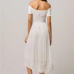 Roxy  Lovers Marshmallow Dress Large Smocked Off the Shoulder Maxi Ruffled Lace Photo 1