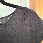 Eileen Fisher Confetti Laser Cut Black Silk Tunic Blouse XXS Photo 4