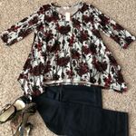 JPR Floral Knit Handkerchief Hem Sweater Top, Red Plus Size 1X New w/Tag Photo 4