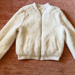 Iris Los Angeles Cream Sherpa Bomber Jacket Zip Faux Fur L (Runs Small) Photo 0