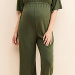 Ingrid + Isabel Maternity Wide Leg Jumpsuit Olive Green Small Size undefined Photo 0