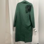 ZARA Dark Green Beaded Leaf Long Oversized Wool Blend Pea Coat Size XS - M Photo 11