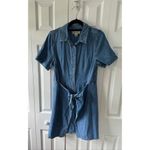 Madewell  size 8 Denim Overlay Mini Shirtdress in Caulk Wash Photo 4