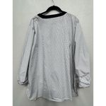 Ming Wang  Women's Shirt Size XL Black White  Stripe Ruched Sleeve Office Career Photo 1