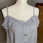 Universal Threads Universal Thread Grey & White Striped Spaghetti Strap Ruffle Tank Top Medium Photo 3