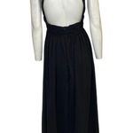 Maniju  High Neck Open Back Halter Embellished Maxi Dress Black Size Medium NWT Photo 1