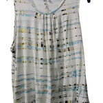 Sleeveless Tank Top‎ Abstract Print Casual Everyday Top XL White Photo 0