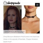 new ๑ aso TV’s Riverdale ๑ Leather Bow Choker ๑ Cheryl Blossom Madelaine Petsch Black Photo 2