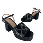 Gucci Black GG Logo Platform Janaya GG Logo Quarter Strap Sandal Photo 2