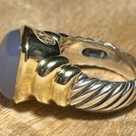 David Yurman 14K and Sterling Silver Two Tone Violet Chalcedony Cable Ring Photo 7