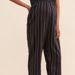 n:philanthropy Hatch Maternity Jojo Black Tie Strap Smocked Jumpsuit Photo 0