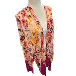 Floral Print Kimono Open Front Pink Trim‎ Duster Cardigan Bohemian Size undefined Photo 1